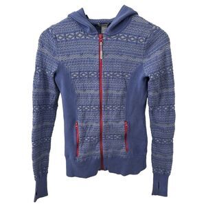 SKYR Full Zip Sweater Jacket Size XS Hooded Knit Print Periwinkle Purple